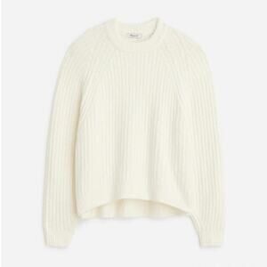NWT Madewell Ribbed Cotton-Blend Supersoft Stretch Sweater Winter White Size XL